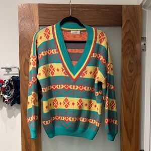 Vintage Esprit Multicolored Striped Patterned Knit Sweater